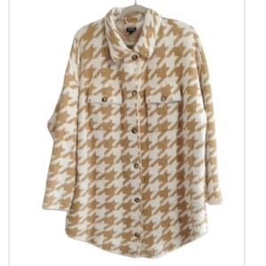 Torrid Ice Coffee Houndstooth Eyelash Shacket Size 2X